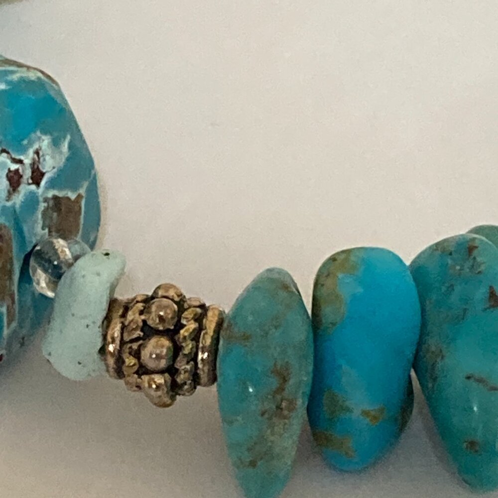 Peyote Bird Signed Turquoise Necklace 925 Sterling Silver 16" - Picture 11 of 13